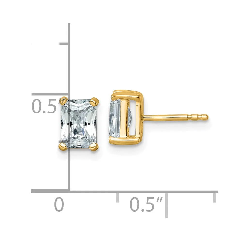14k Gold Radiant 2 ct Lab Grown Diamond Stud Earrings VS Clarity, D-E Color