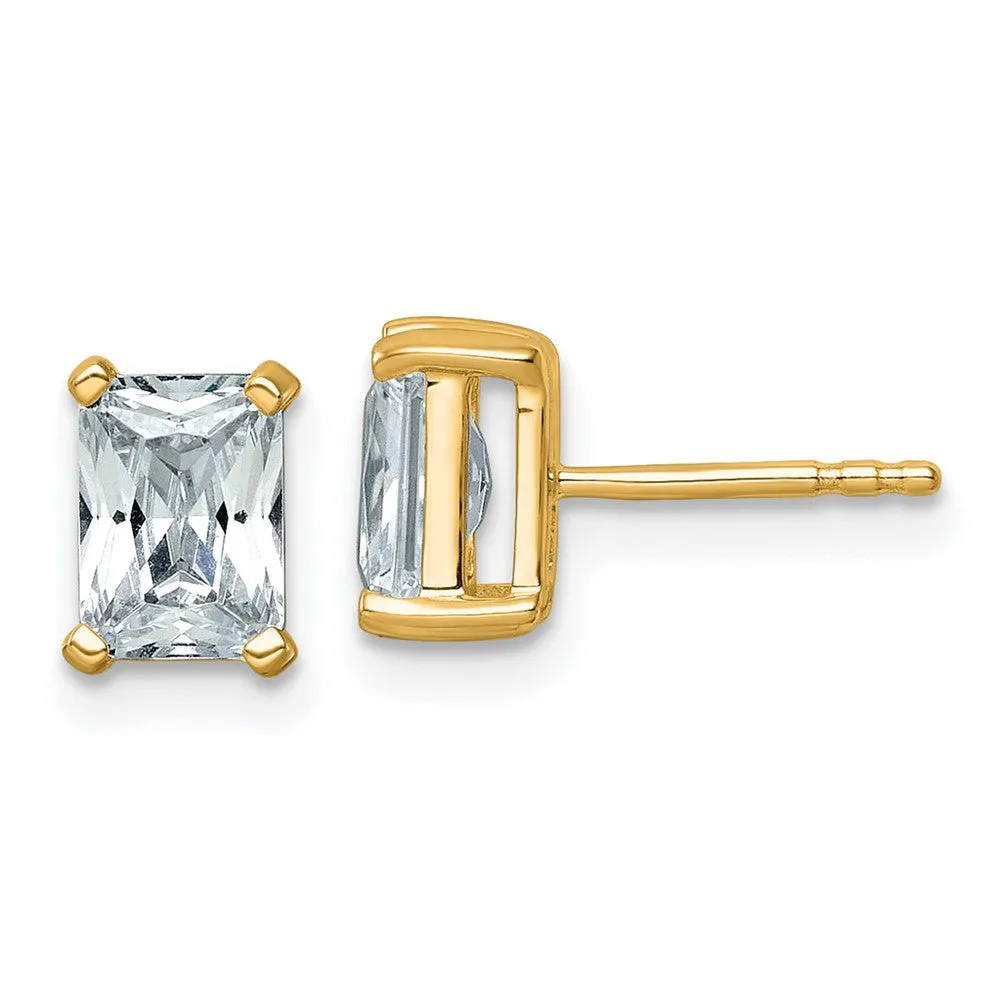 14k Gold Radiant 2 ct Lab Grown Diamond Stud Earrings VS Clarity, D-E Color