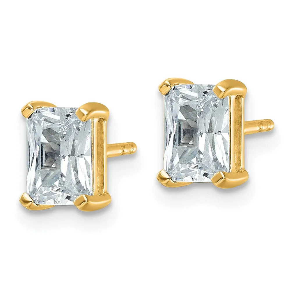 14k Gold Radiant 2 ct Lab Grown Diamond Stud Earrings VS Clarity, D-E Color