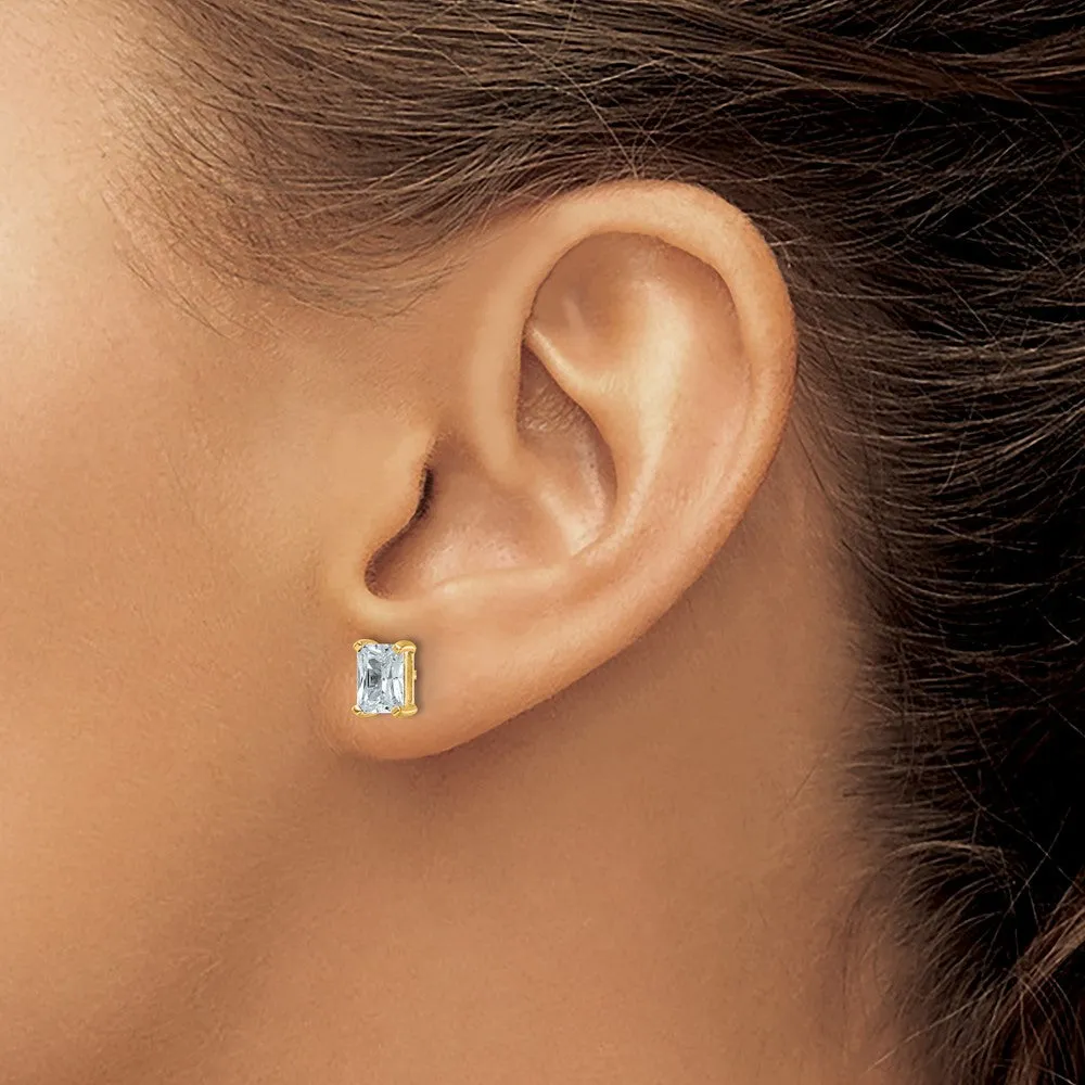 14k Gold Radiant 2 ct Lab Grown Diamond Stud Earrings VS Clarity, D-E Color