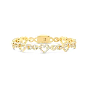 14k Heart & Infinity Link Diamond Bracelet, 4.3 ctw