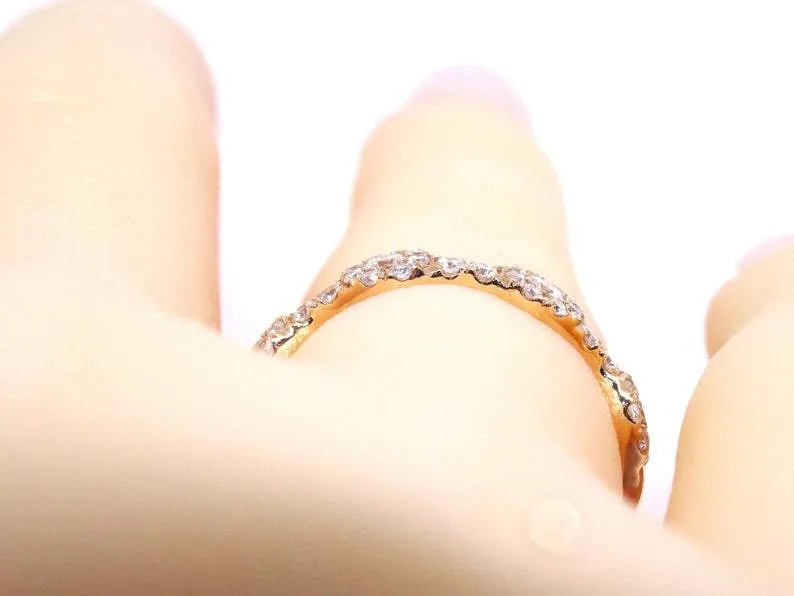 14K Rose Gold Halo 4MM Diamond Band