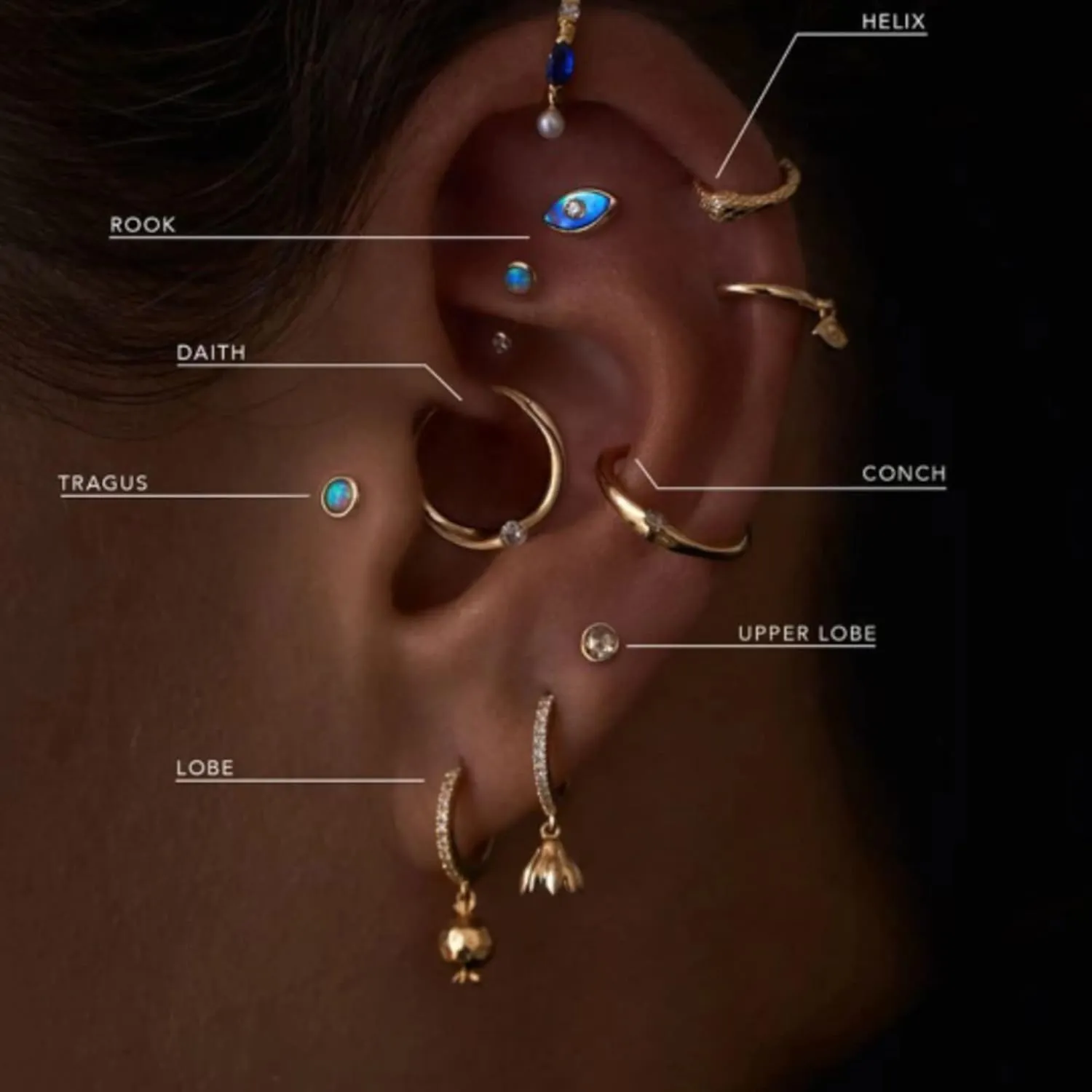 14k Solid Gold Genuine Diamond (0.14ct) Ear Cuff, Two Hoop Piercings, No piercing Wrap Diamond Cuff, Minimalist Double Row Piercing, Gift For Her.