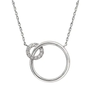 14K White Gold 0.06ctw Circle Diamond Necklace
