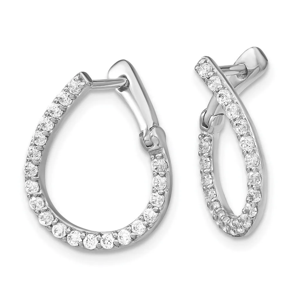 14K White Gold 0.60 ct Lab Grown Diamond Fancy Twist Hoop Earrings VS Clarity, G-H Color