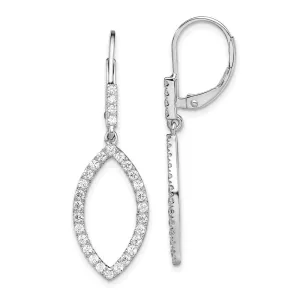 14K White Gold 0.70 ct Lab Grown Diamond Fancy Drop Leverback Earrings VS Clarity, G-H Color