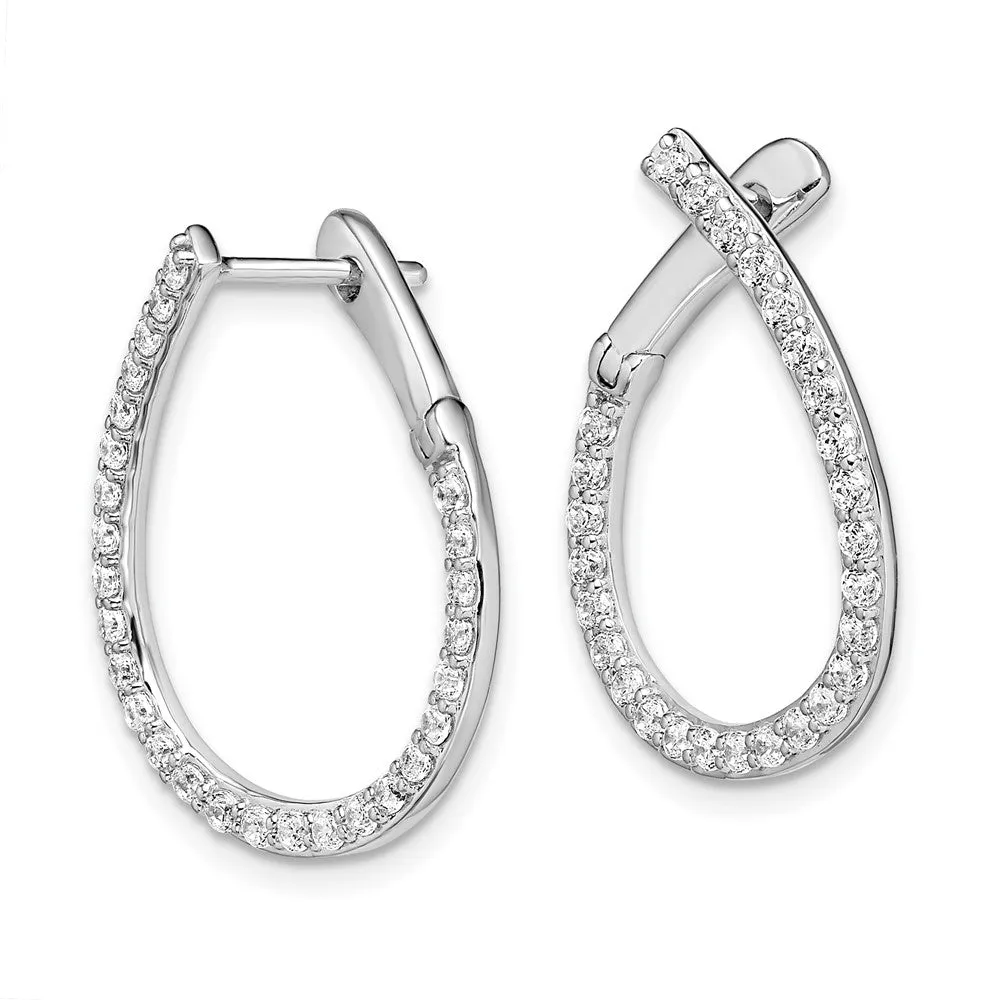 14K White Gold 0.80 ct Lab Grown Diamond Fancy Twist Hoop Earrings VS Clarity, G-H Color
