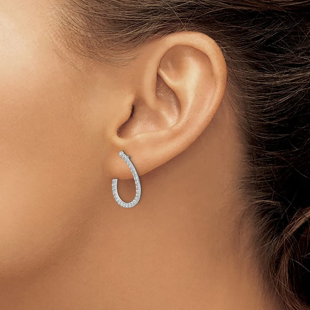 14K White Gold 0.80 ct Lab Grown Diamond Fancy Twist Hoop Earrings VS Clarity, G-H Color