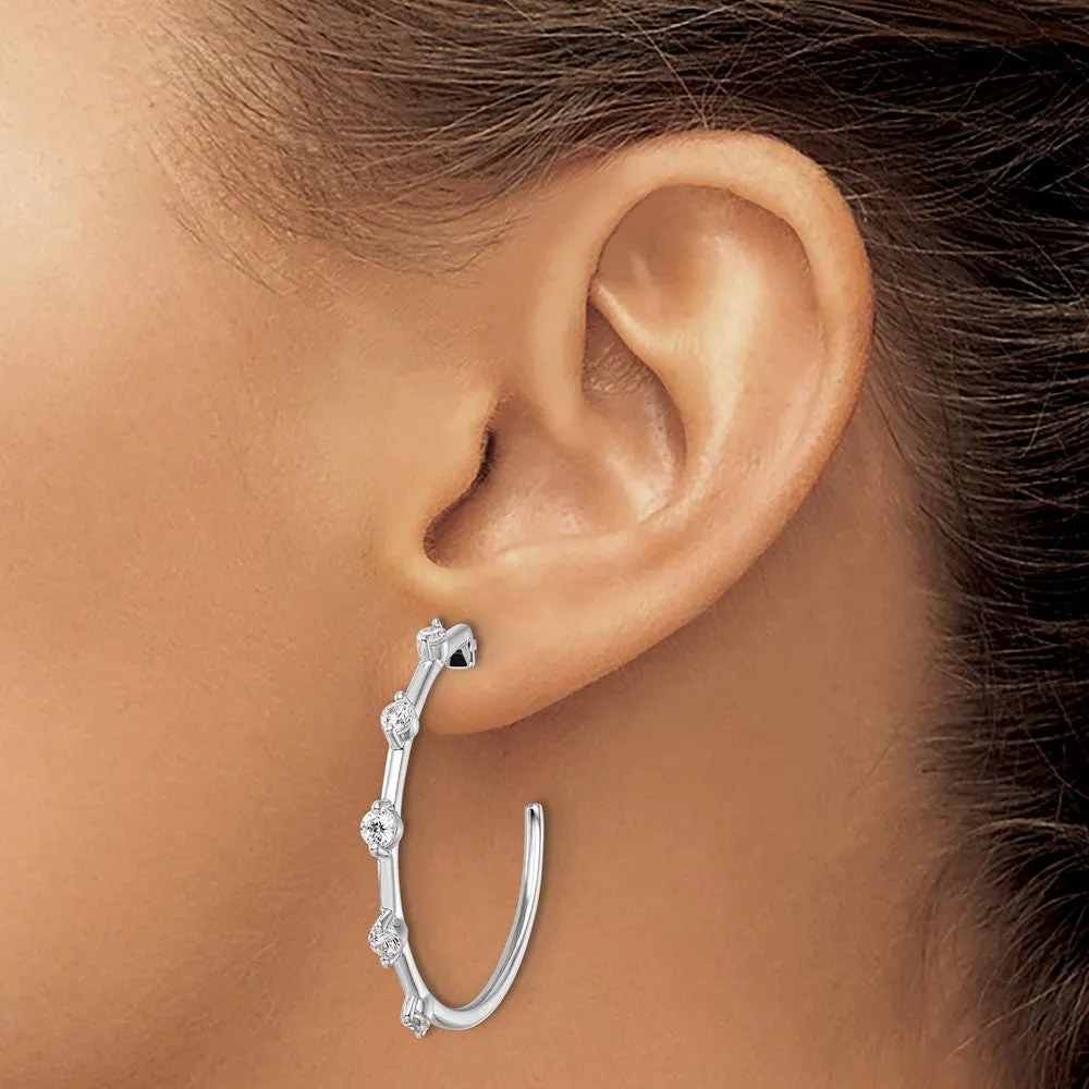 14K White Gold 0.80 ct Lab Grown Diamond Hoop Earrings VS Clarity, G-H Color