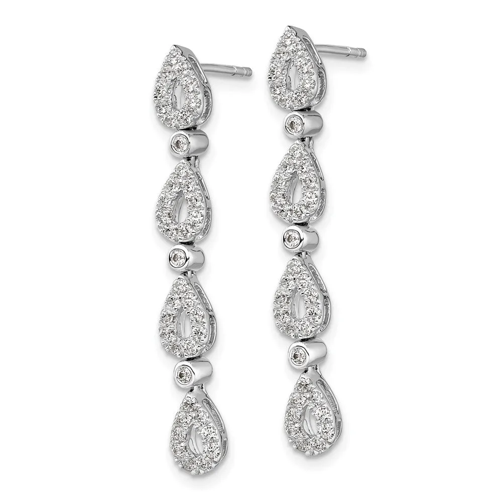 14K White Gold 0.80 ct Lab Grown Diamond Teardrop Dangle Earrings VS Clarity, G-H Color