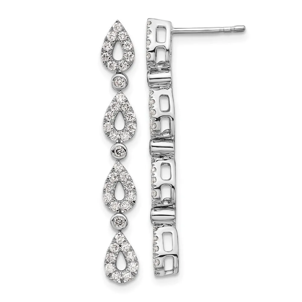 14K White Gold 0.80 ct Lab Grown Diamond Teardrop Dangle Earrings VS Clarity, G-H Color