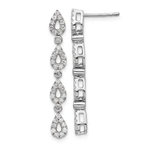 14K White Gold 0.80 ct Lab Grown Diamond Teardrop Dangle Earrings VS Clarity, G-H Color