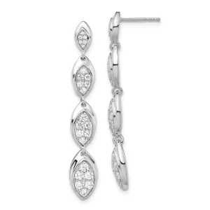 14K White Gold 0.85 ct Lab Grown Diamond Pave Drop Dangle Earrings VS Clarity, G-H Color