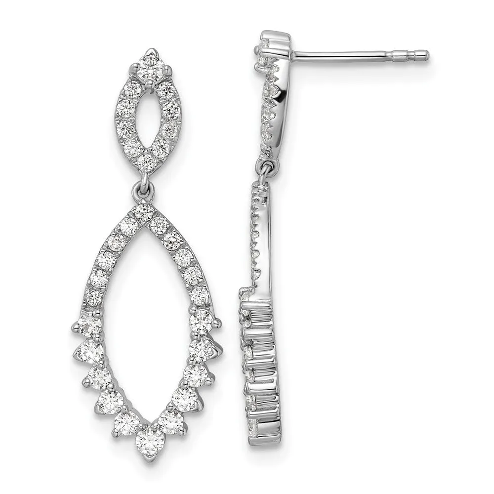 14K White Gold 0.85 ct Lab Grown Diamond Teardrop Dangle Earrings VS Clarity, G-H Color