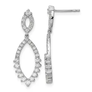 14K White Gold 0.85 ct Lab Grown Diamond Teardrop Dangle Earrings VS Clarity, G-H Color