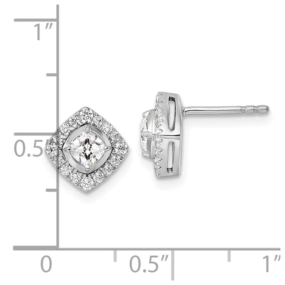 14K White Gold 0.90 ct Lab Grown Diamond Complete Stud Earrings VS Clarity, G-H Color