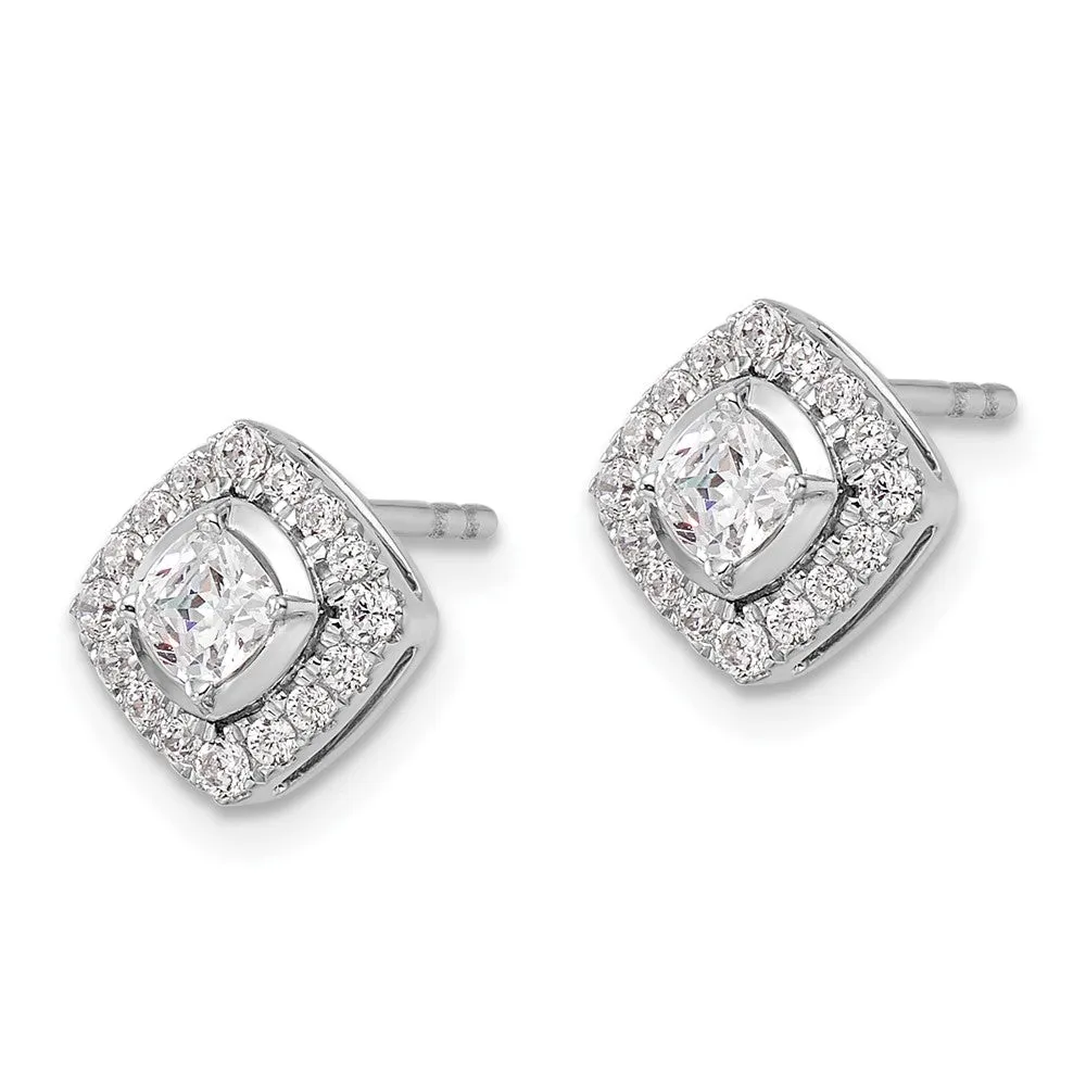 14K White Gold 0.90 ct Lab Grown Diamond Complete Stud Earrings VS Clarity, G-H Color