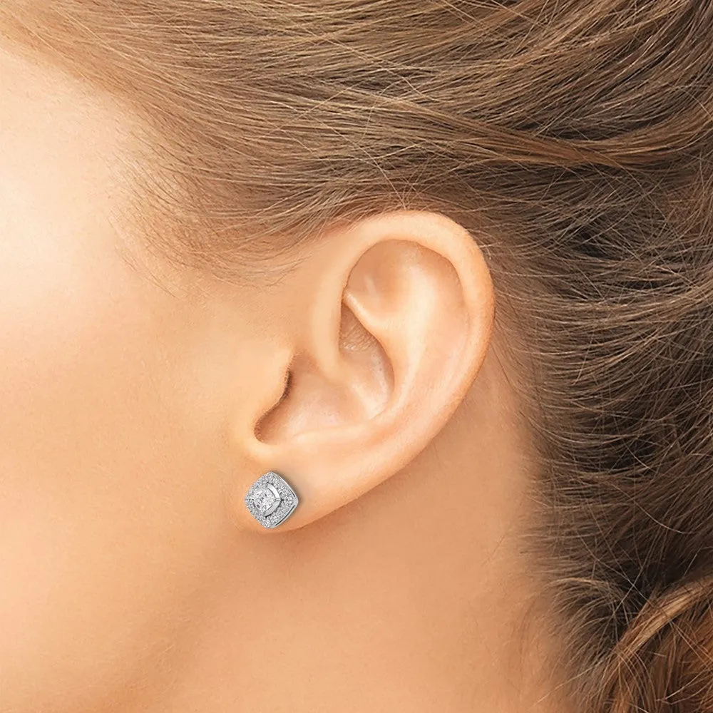 14K White Gold 0.90 ct Lab Grown Diamond Complete Stud Earrings VS Clarity, G-H Color