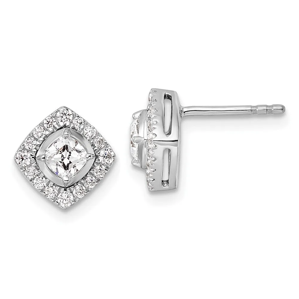 14K White Gold 0.90 ct Lab Grown Diamond Complete Stud Earrings VS Clarity, G-H Color