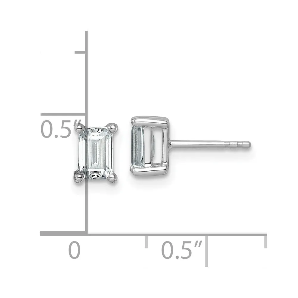 14k White Gold 1 1/2 ct Emerald Lab Grown Diamond Stud Earrings VS Clarity, G-H Color