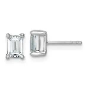 14k White Gold 1 1/2 ct Emerald Lab Grown Diamond Stud Earrings VS Clarity, G-H Color