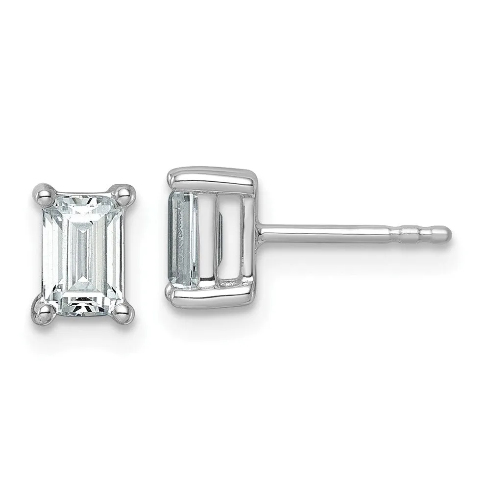 14k White Gold 1 1/2 ct Emerald Lab Grown Diamond Stud Earrings VS Clarity, G-H Color