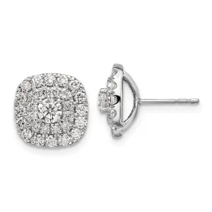14K White Gold 1 1/2 ct Lab Grown Diamond Double Halo Stud Earrings VS Clarity, G-H Color