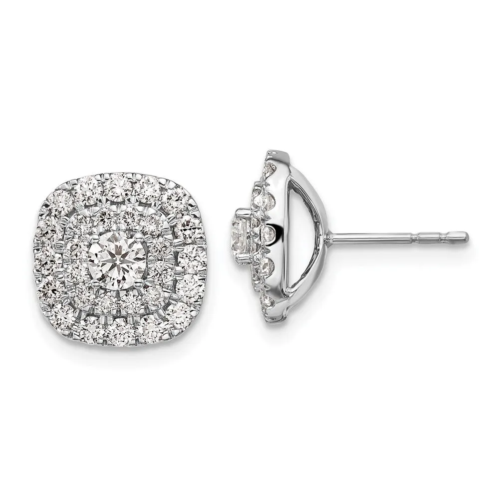 14K White Gold 1 1/2 ct Lab Grown Diamond Double Halo Stud Earrings VS Clarity, G-H Color