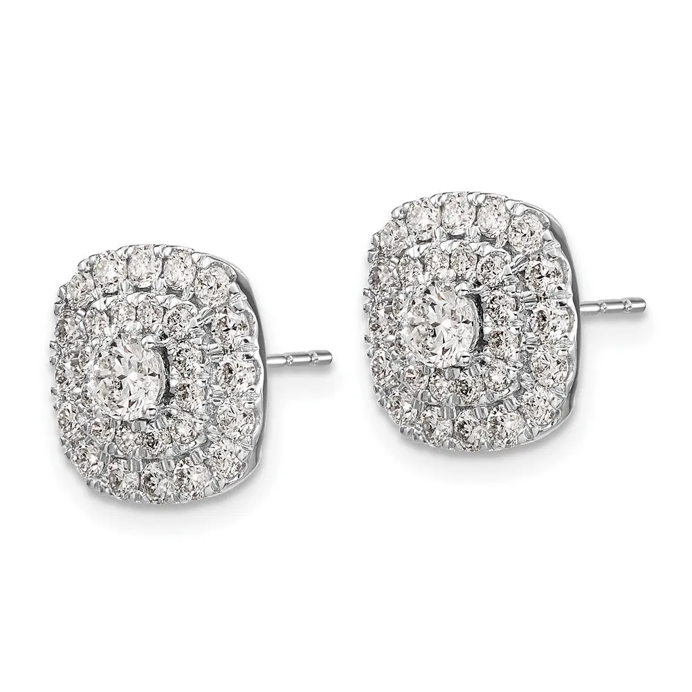 14K White Gold 1 1/2 ct Lab Grown Diamond Double Halo Stud Earrings VS Clarity, G-H Color