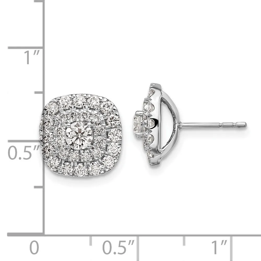 14K White Gold 1 1/2 ct Lab Grown Diamond Double Halo Stud Earrings VS Clarity, G-H Color