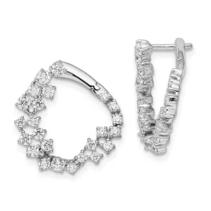 14k White Gold 1 1/2 ct Lab Grown Diamond Fancy Hoop Earrings VS Clarity, D-E Color
