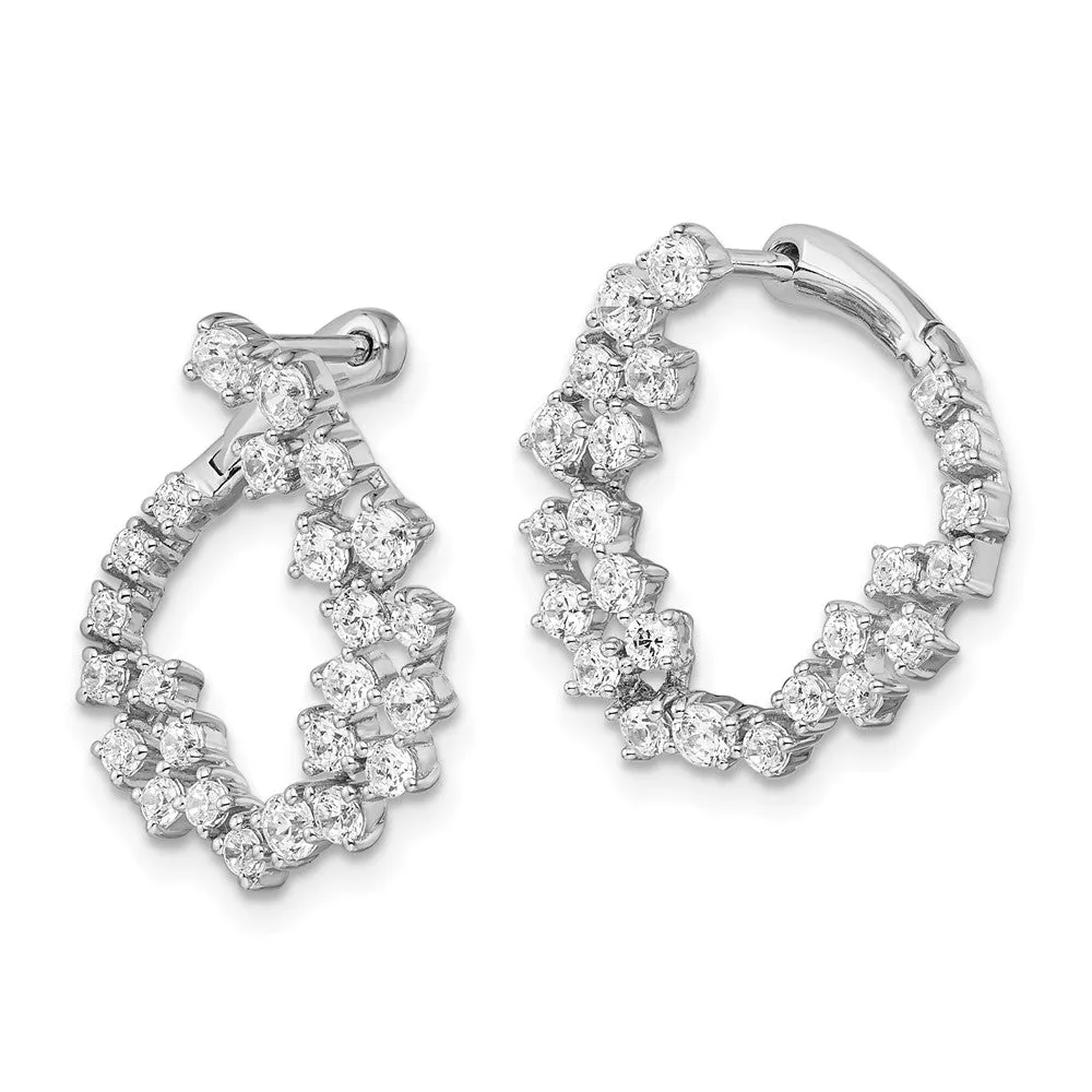 14k White Gold 1 1/2 ct Lab Grown Diamond Fancy Hoop Earrings VS Clarity, D-E Color