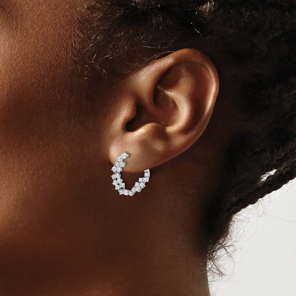 14k White Gold 1 1/2 ct Lab Grown Diamond Fancy Hoop Earrings VS Clarity, D-E Color