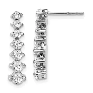 14K White Gold 1 1/2 ct Lab Grown Diamond Graduating Drop Dangle Earrings VS Clarity, G-H Color