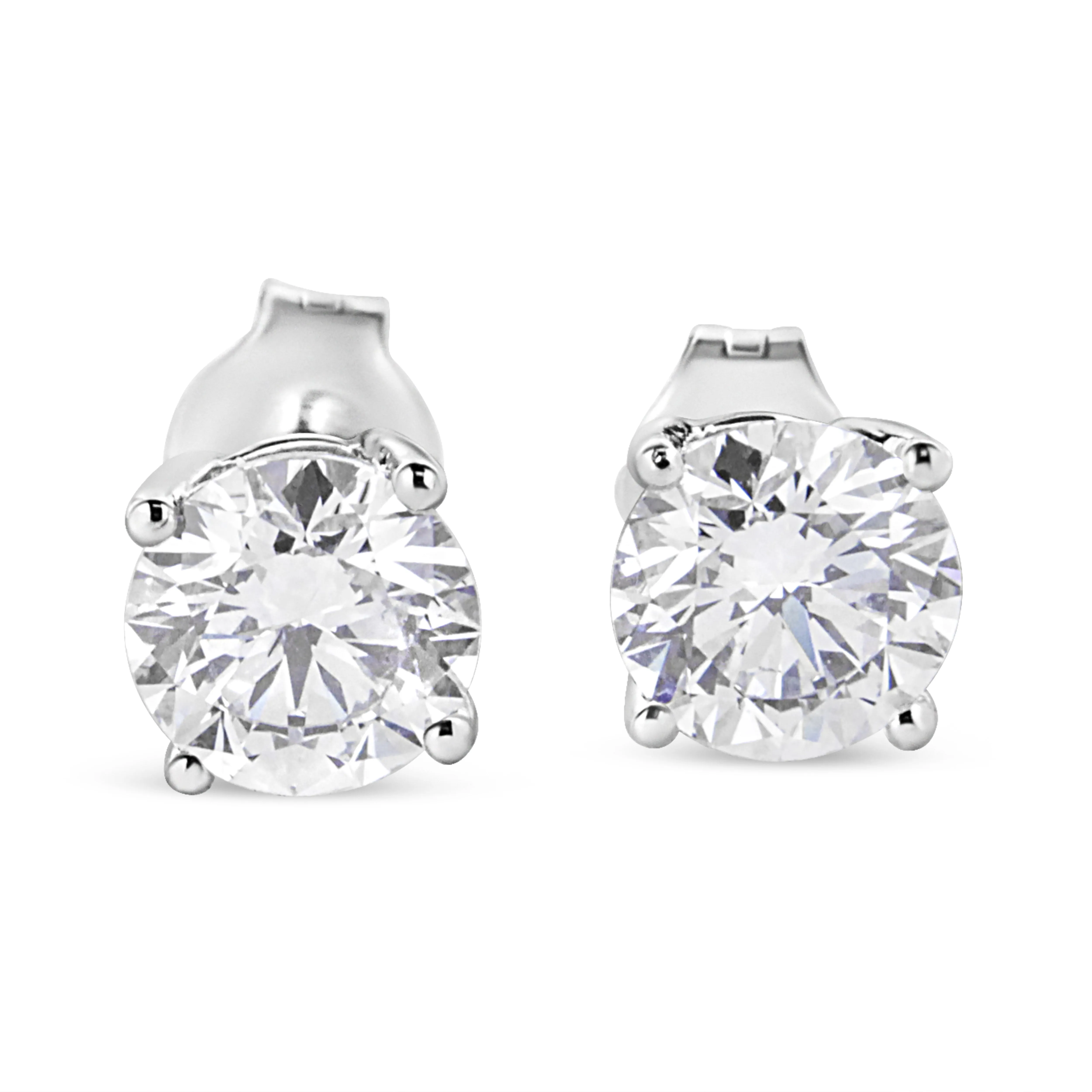 14K White Gold 1 3/4 Cttw Lab Grown Round Brilliant Diamond Solitaire Stud Earring