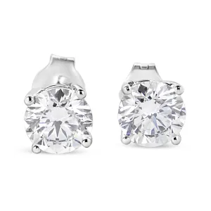 14K White Gold 1 3/4 Cttw Lab Grown Round Brilliant Diamond Solitaire Stud Earring
