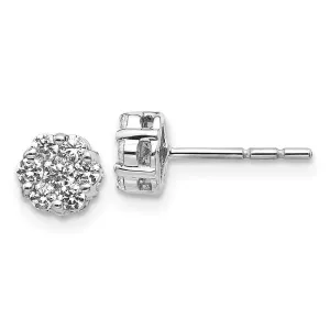 14K White Gold 1/2 ct Lab Grown Diamond Cluster Push Back Stud Earrings VS Clarity, G-H Color