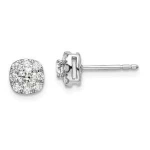 14K White Gold 1/2 ct Lab Grown Diamond Cushion Halo Stud Earrings VS Clarity, G-H Color