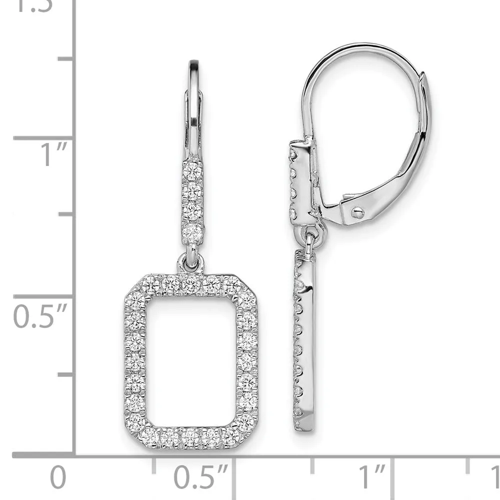 14K White Gold 1/2 ct Lab Grown Diamond Rectangle Leverback Earrings VS Clarity, G-H Color