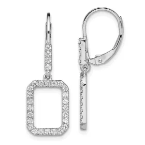 14K White Gold 1/2 ct Lab Grown Diamond Rectangle Leverback Earrings VS Clarity, G-H Color