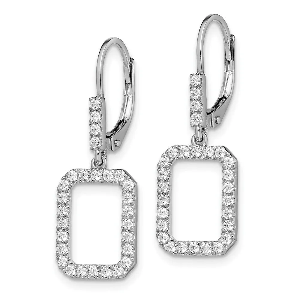 14K White Gold 1/2 ct Lab Grown Diamond Rectangle Leverback Earrings VS Clarity, G-H Color