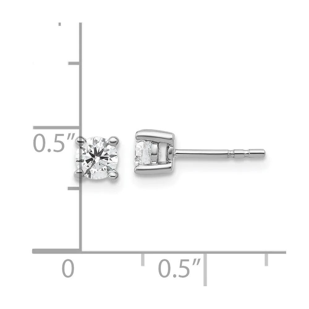 14k White Gold 1/2 ct Round Lab Grown Diamond Stud Earrings VS Clarity, D-E Color