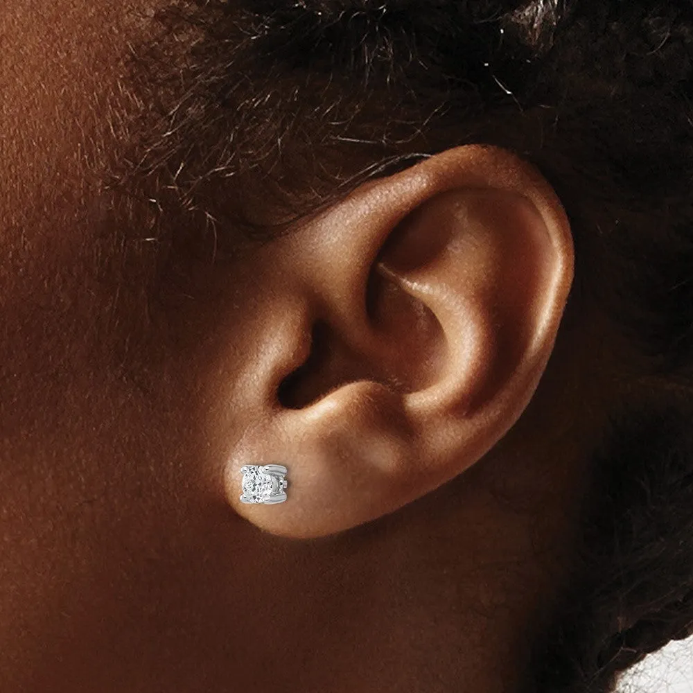 14k White Gold 1/2 ct Round Lab Grown Diamond Stud Earrings VS Clarity, D-E Color