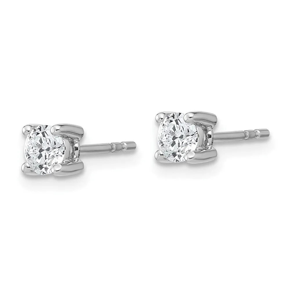 14k White Gold 1/2 ct Round Lab Grown Diamond Stud Earrings VS Clarity, D-E Color
