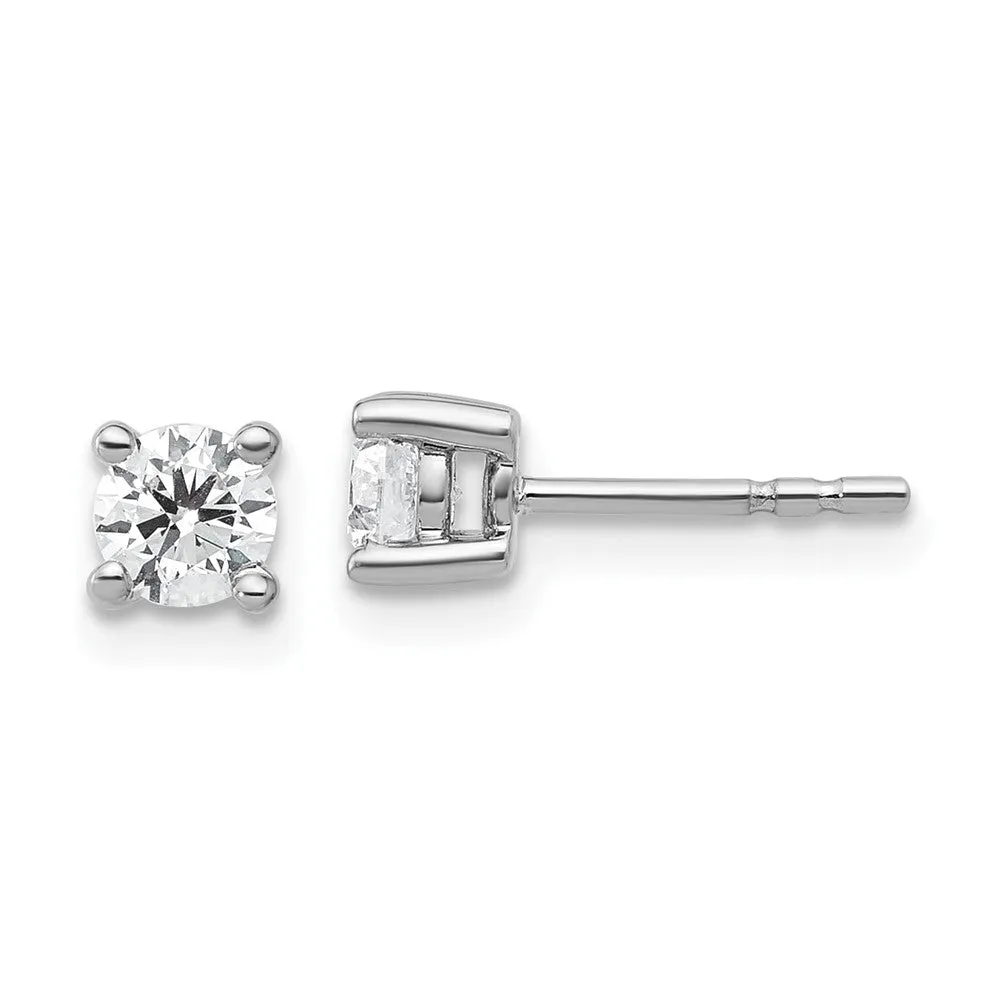 14k White Gold 1/2 ct Round Lab Grown Diamond Stud Earrings VS Clarity, D-E Color