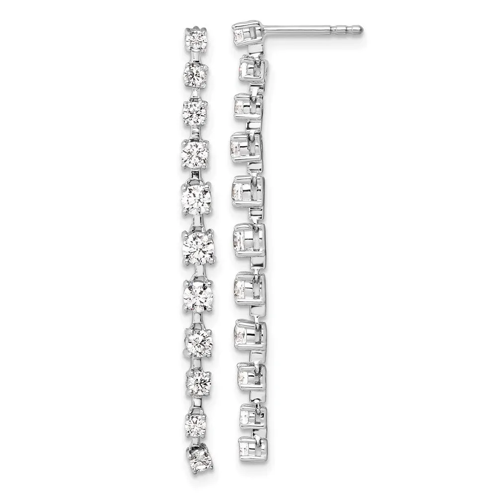 14k White Gold 1.3 ct Lab Grown Diamond Dangle Earrings VS Clarity, D-E Color