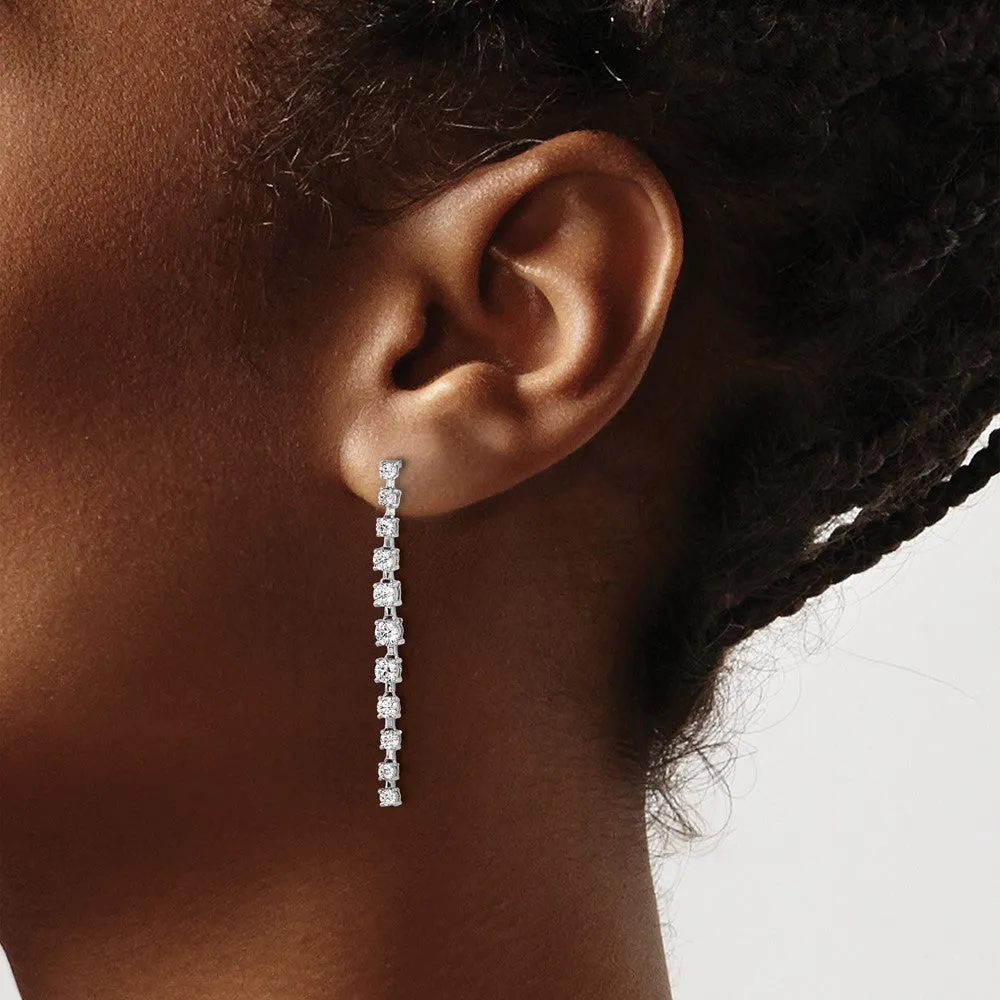 14k White Gold 1.3 ct Lab Grown Diamond Dangle Earrings VS Clarity, D-E Color