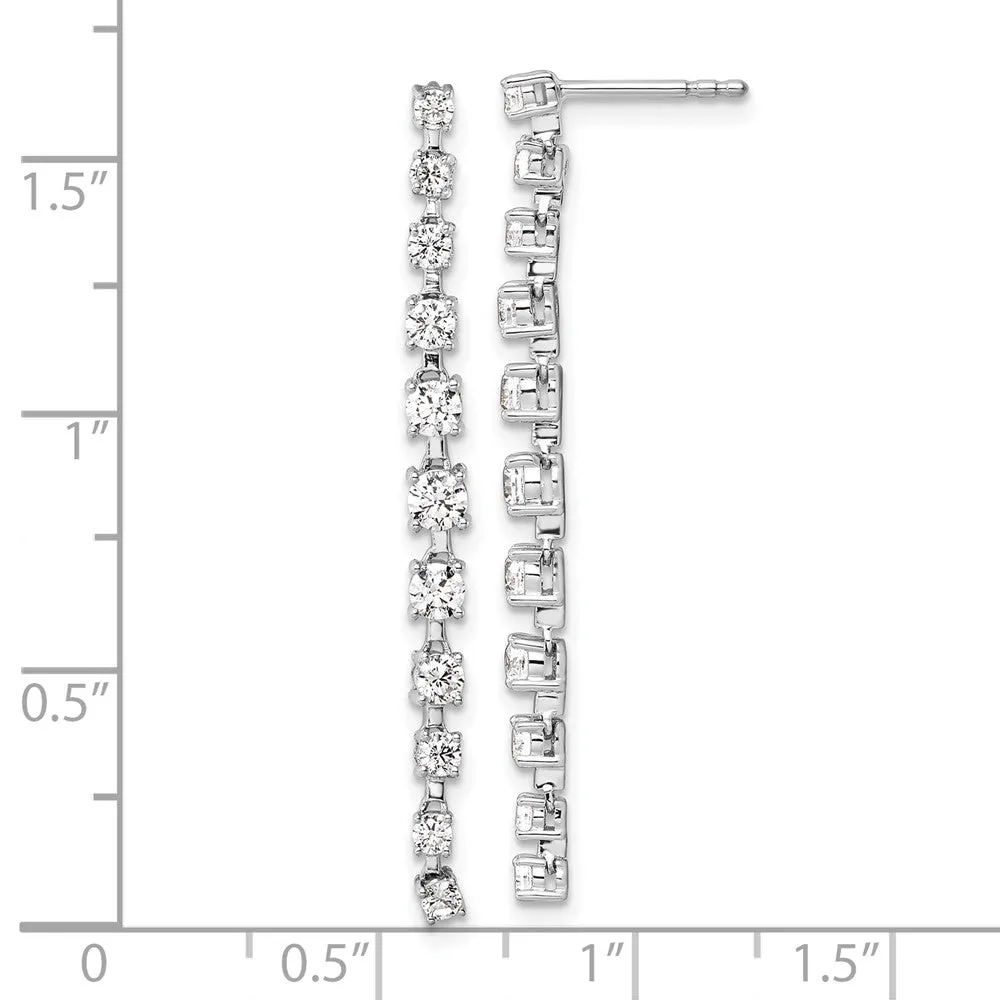 14k White Gold 1.3 ct Lab Grown Diamond Dangle Earrings VS Clarity, D-E Color