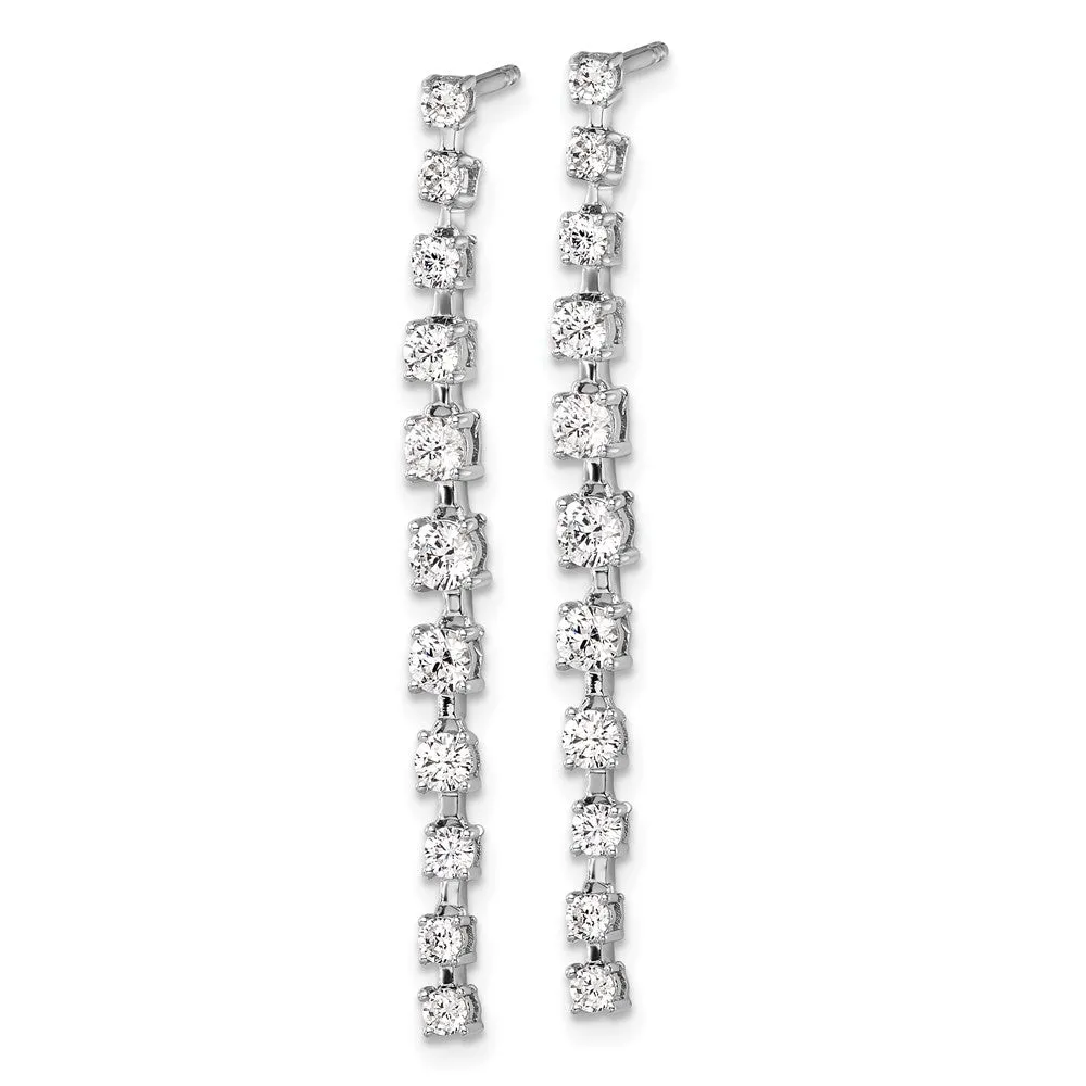 14k White Gold 1.3 ct Lab Grown Diamond Dangle Earrings VS Clarity, D-E Color