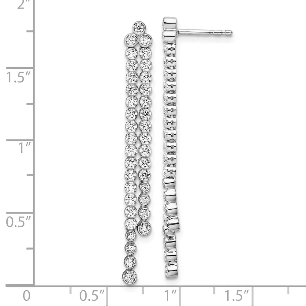 14K White Gold 1.6 ct Lab Grown Diamond Dangle Earrings VS Clarity, G-H Color